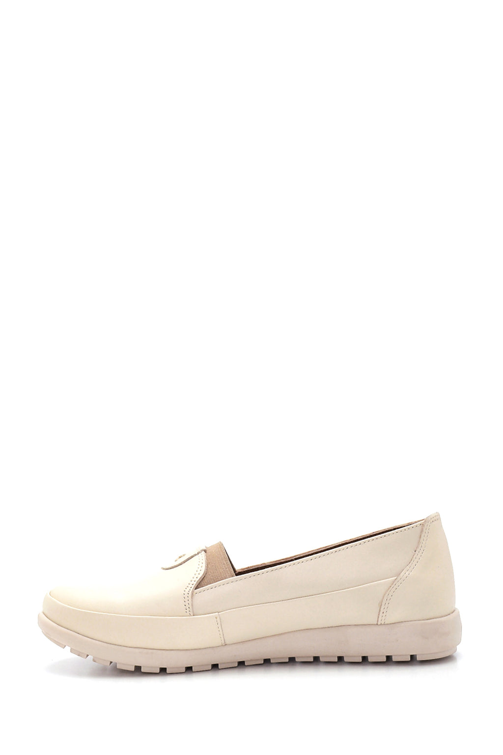 Kadın Bej Deri Comfort Loafer