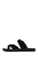 Women's Black Double Buckled Stoned Slippers | Derimod