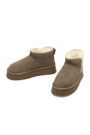 Woman Mink Suede Leather Teddy Bot | Derimod
