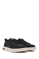 Erkek Siyah Bağcıklı Desenli Kumaş Sneaker | Derimod