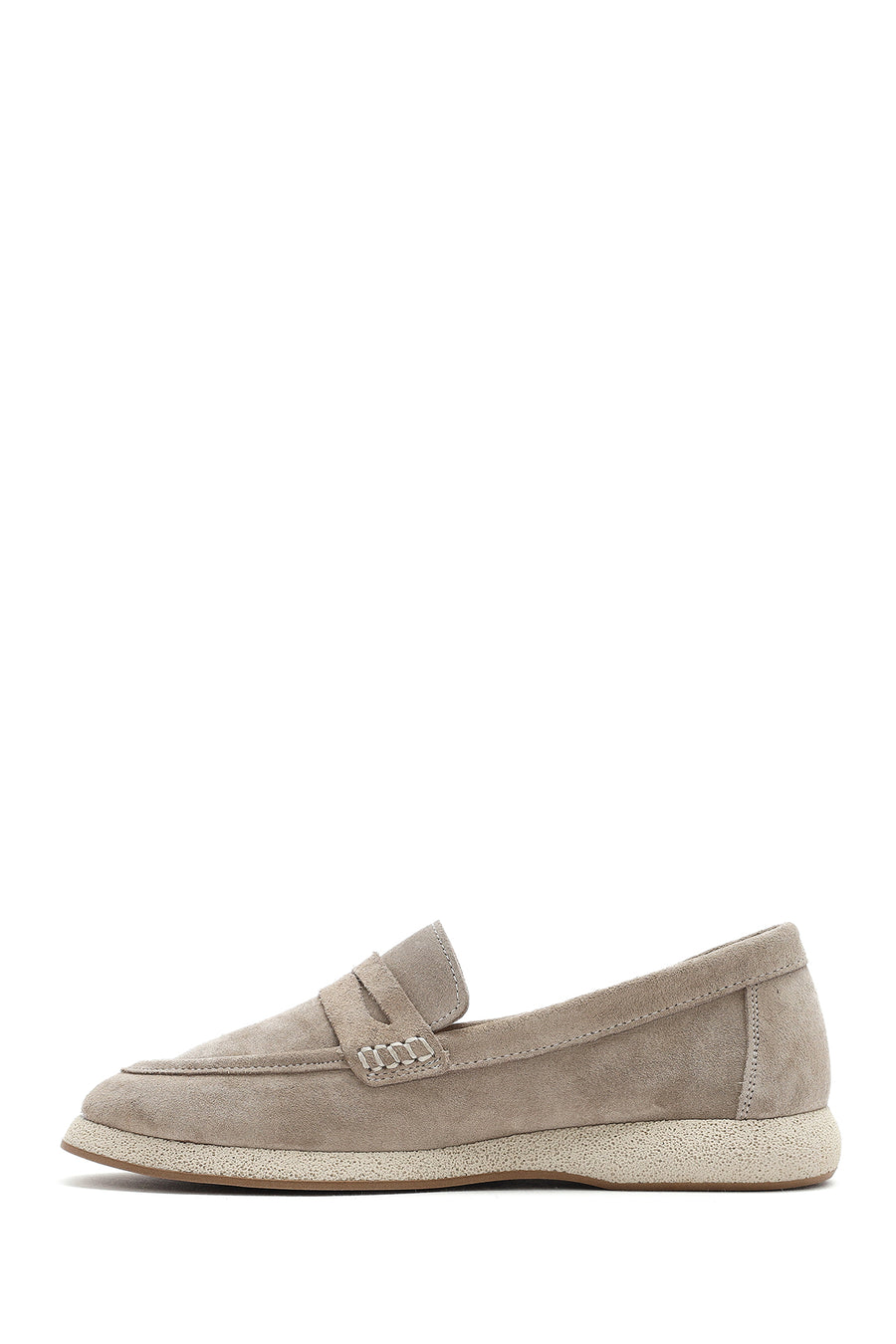 Women's Beige Suede Leather Loafer