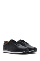 Erkek Siyah Bağcıklı Deri Casual Sneaker | Derimod