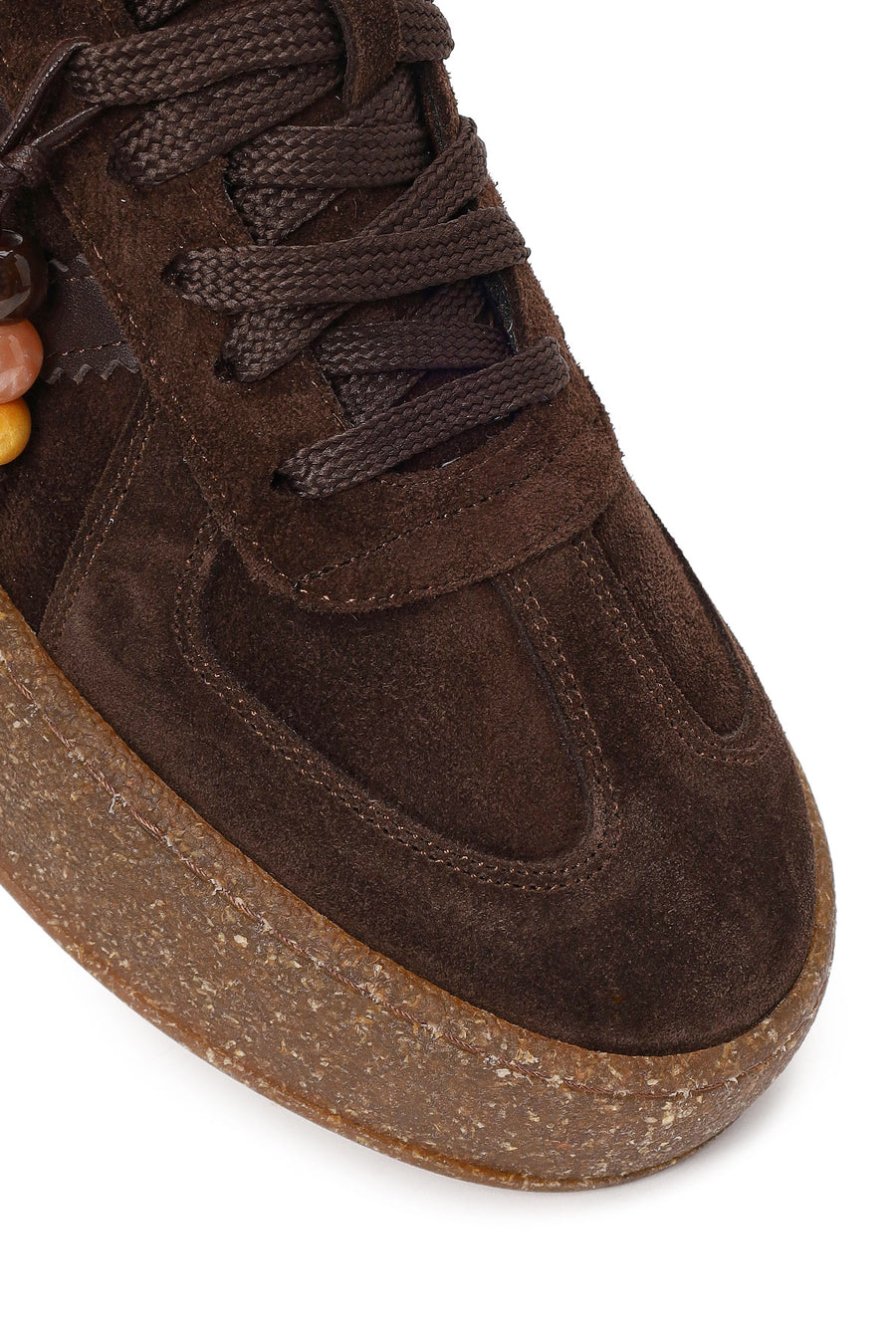 Kadın Kahverengi Bağcıklı Kalın Tabanlı Süet Deri Sneaker