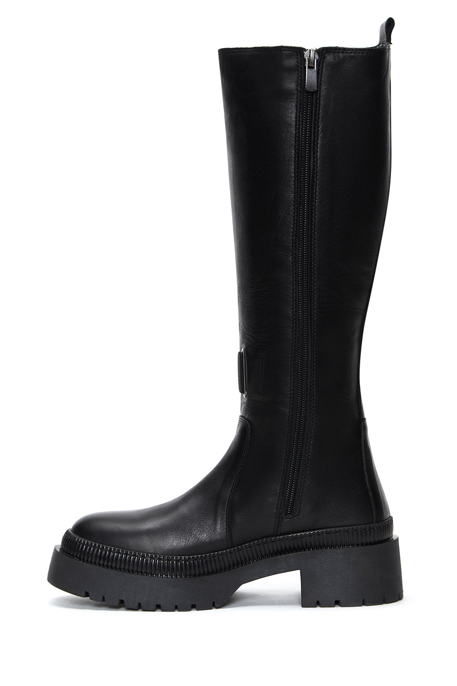 Women's Black Leather Buckle Boots