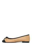 Women's Beige Leather Ballerinas | Derimod