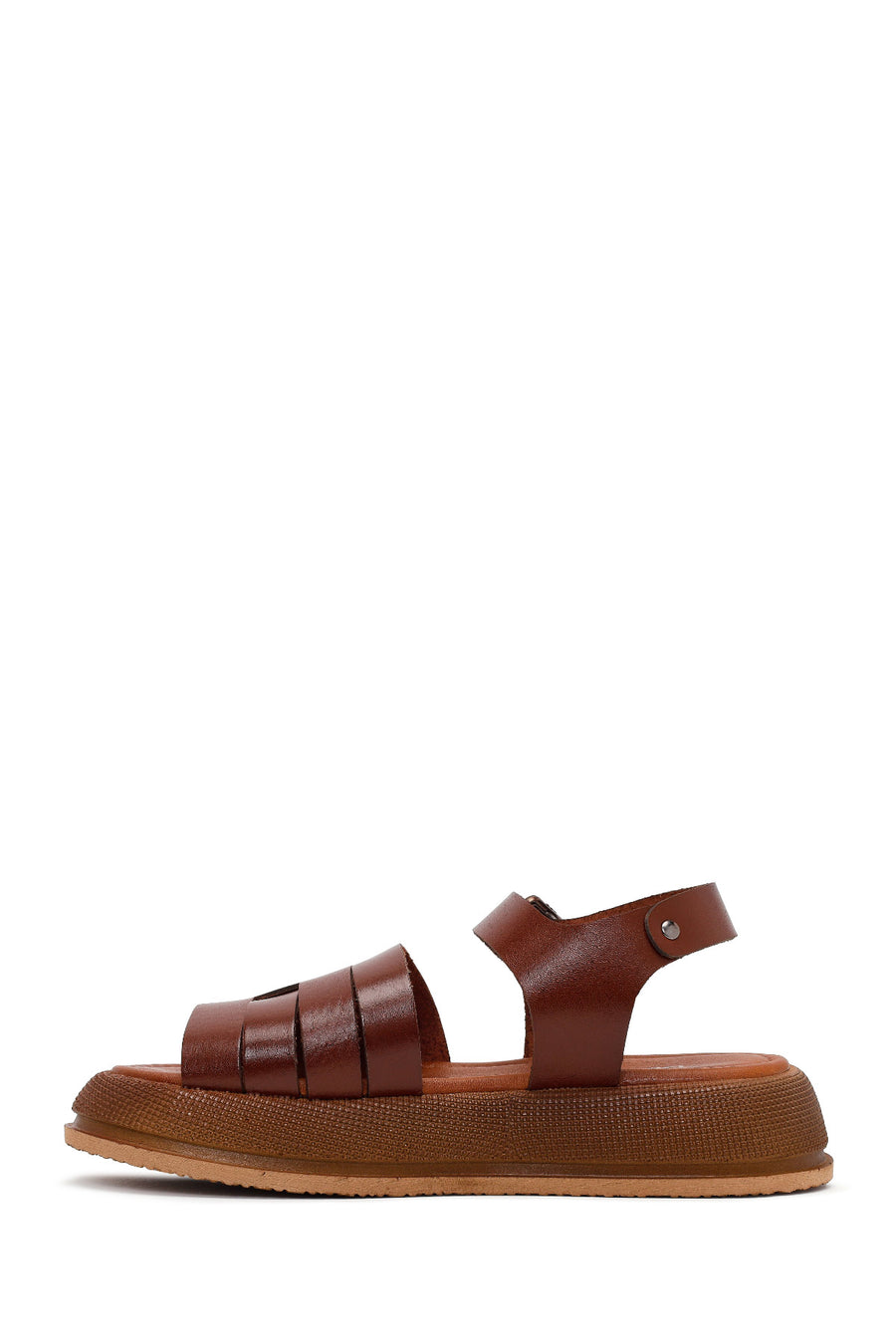 Woman Brown Buckled Thick-Soled Leather Sandal