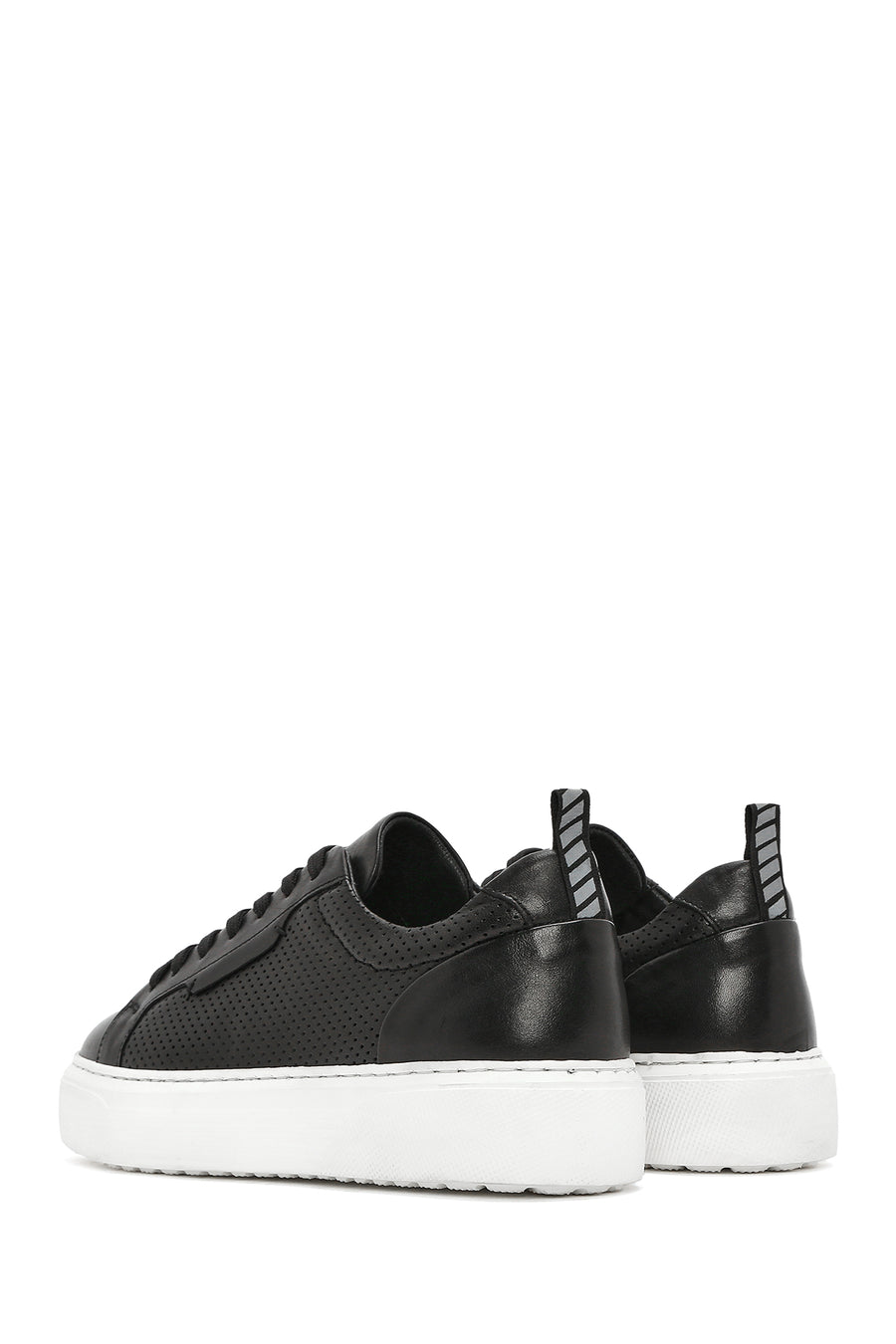 Erkek Siyah Bağcıklı Deri Sneaker