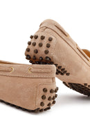 Kadın Bej Püsküllü Süet Deri Loafer | Derimod