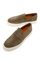 Male Khaki Suede Casual Loafer | Derimod