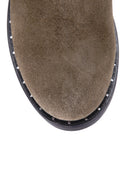 Zippered Women's Suede Boots | Derimod