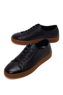 Erkek Siyah Bağcıklı Deri Sneaker | Derimod