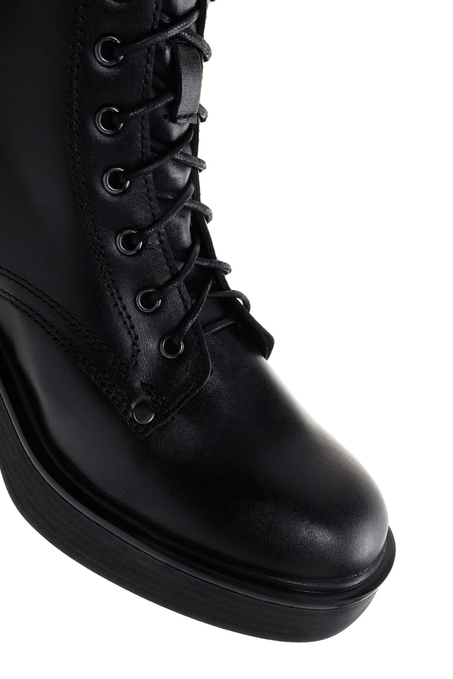 Women's Black Leather Heeled Boots
