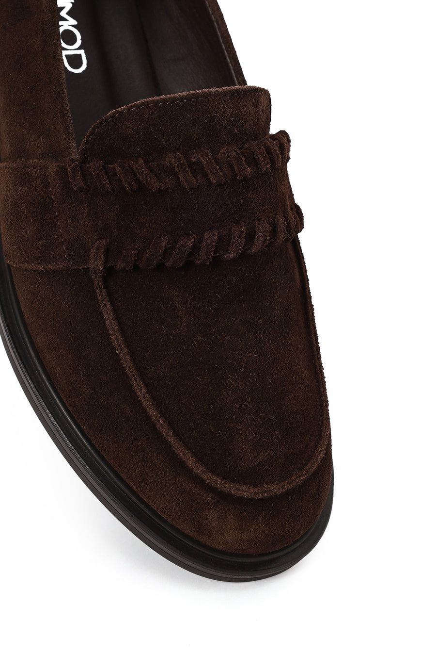 Kadın Kahverengi Süet Deri Maskülen Loafer