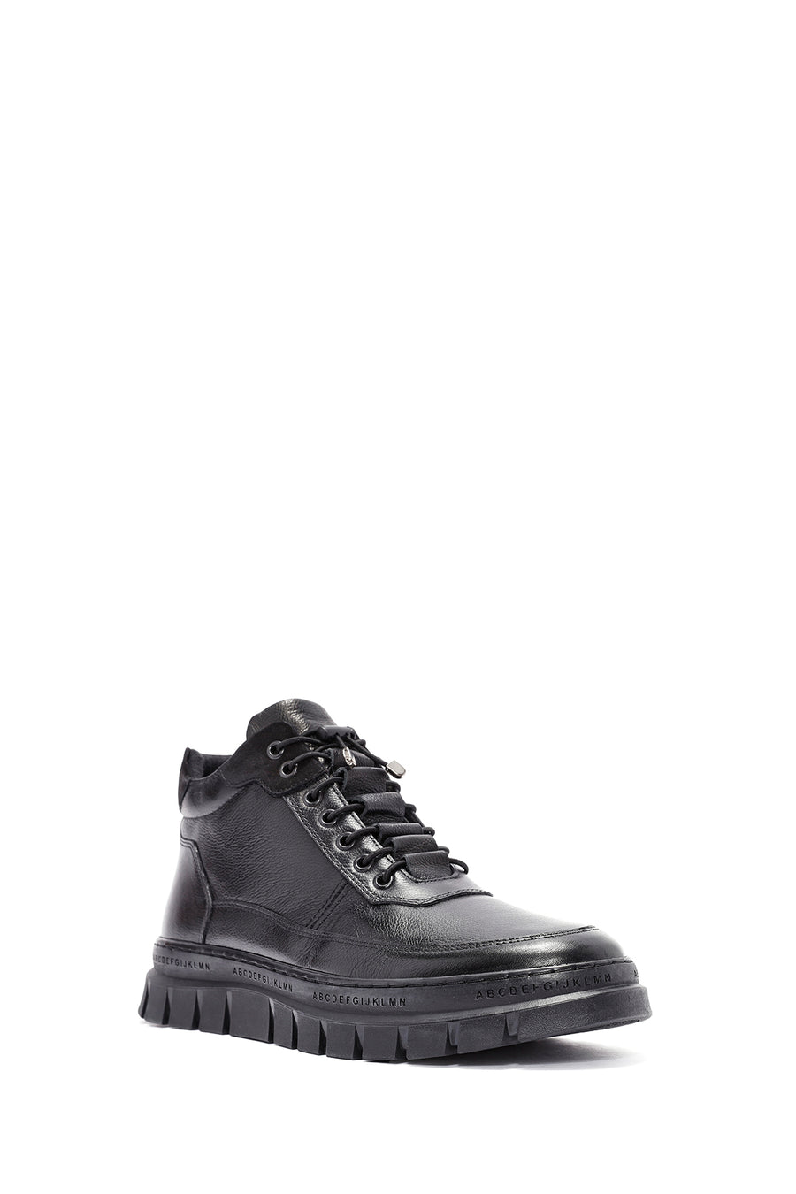 Men's Black Lace-Up Leather Casual Boots
