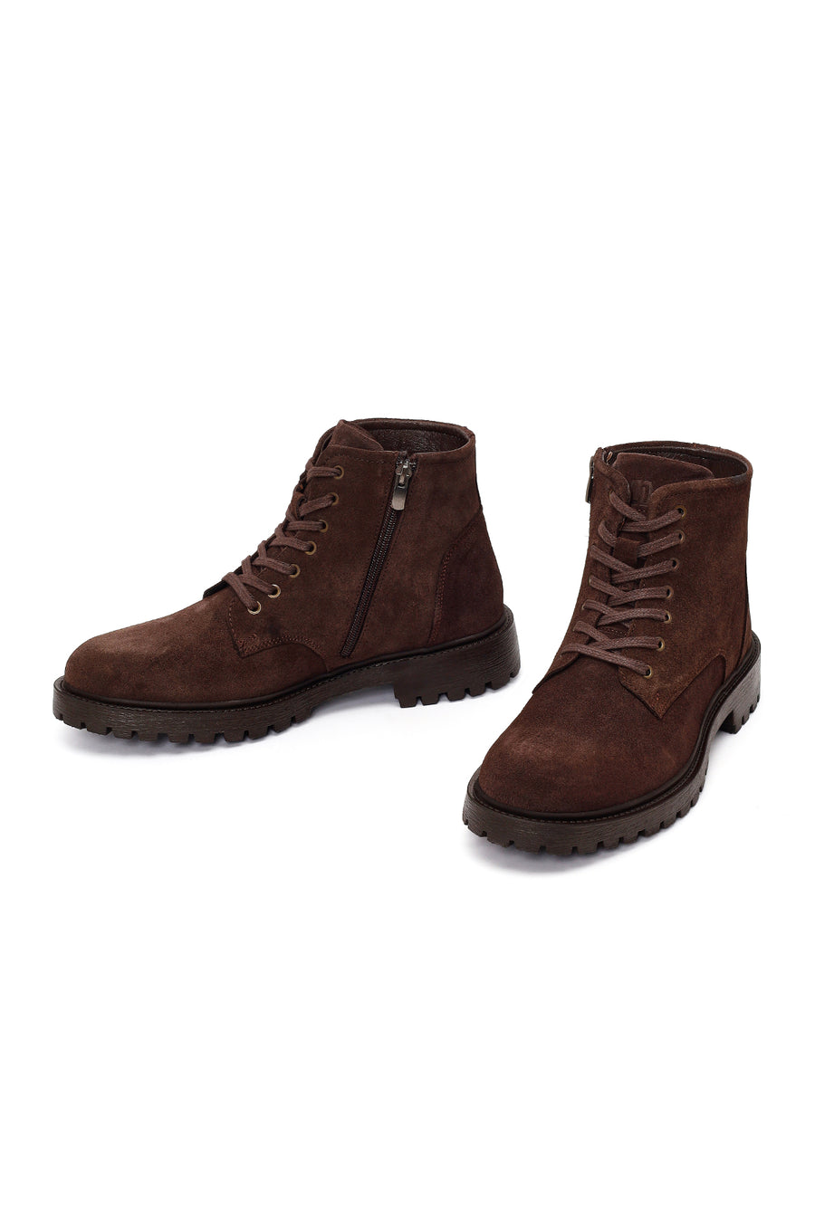Male Brown Zip Closure Suede Boots