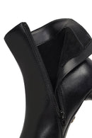 Women's Black Zippered Stone Detailed Heeled Boot | Derimod