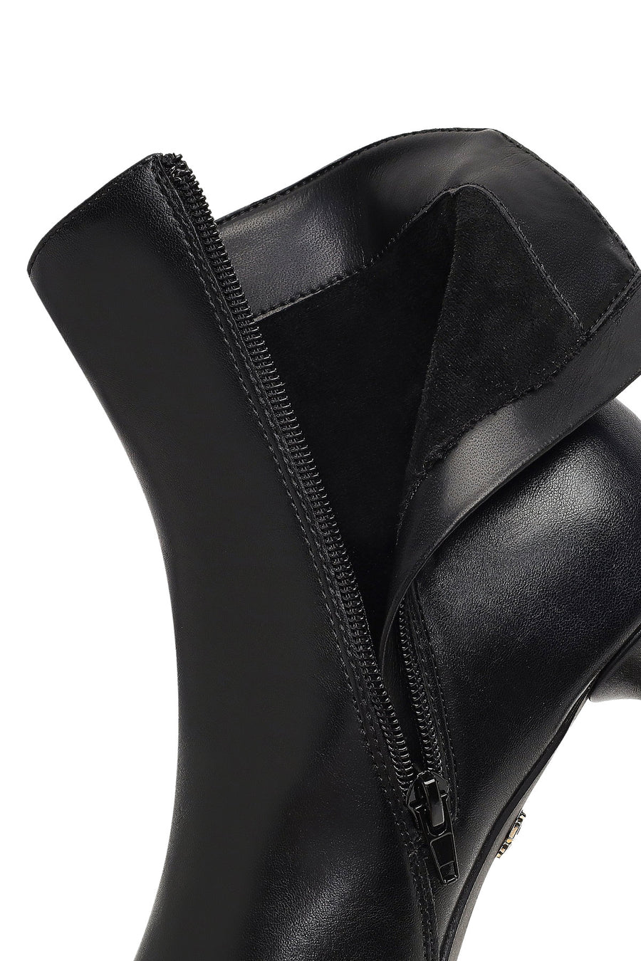 Women's Black Zippered Stone Detailed Heeled Boot