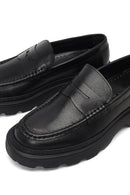 Men's Black Thick-Soled Leather Loafer | Derimod