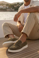 Male Khaki Suede Casual Loafer | Derimod