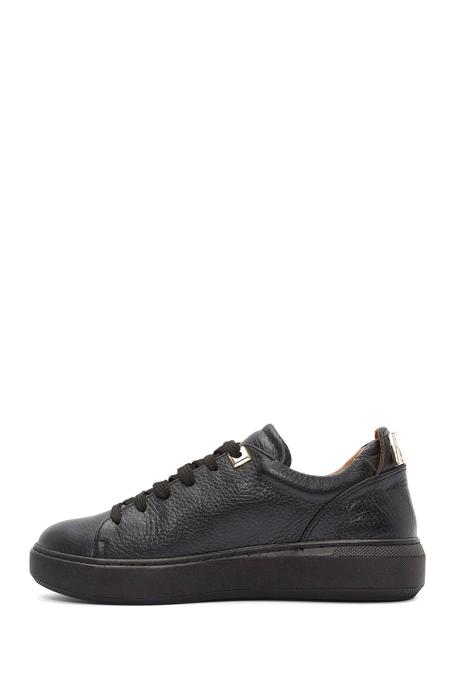 Kadın Siyah Bağcıklı Deri Sneaker