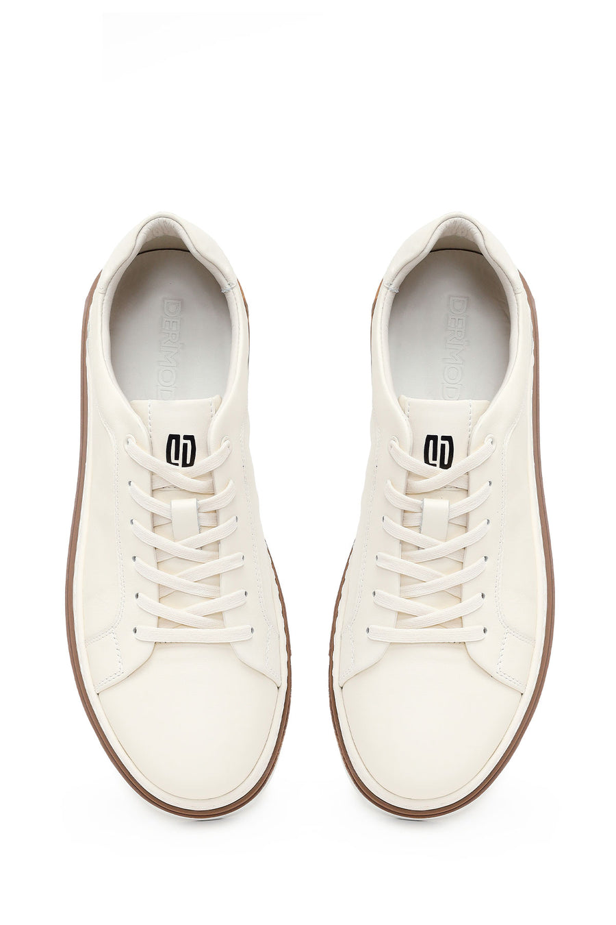 Erkek Beyaz Bağcıklı Deri Sneaker