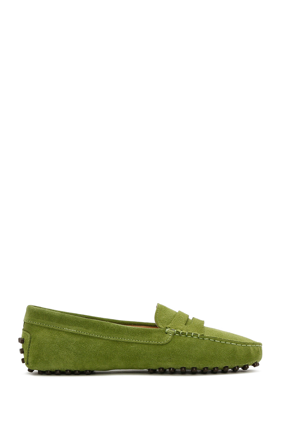 Women's Green Suede Leather Loafer 25SFD290310 | Derimod