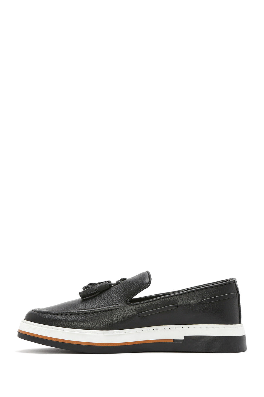 Erkek Siyah Püsküllü Deri Casual Loafer