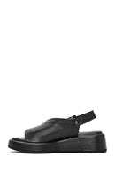 Women's Black Ankle Buckle Thick Soled Leather Sandals | Derimod