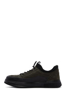 Men's Khaki Lace-Up Nubuck Leather Casual Sneaker | Derimod