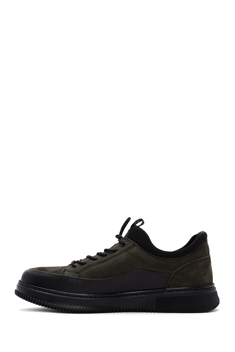 Men's Khaki Lace-Up Nubuck Leather Casual Sneaker