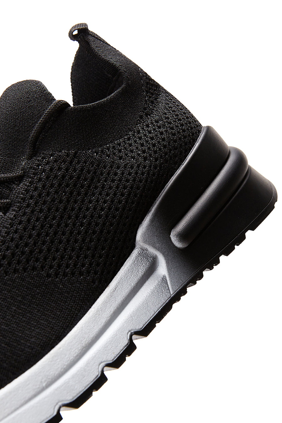 Women's Black Thick Soled Fabric Sneaker
