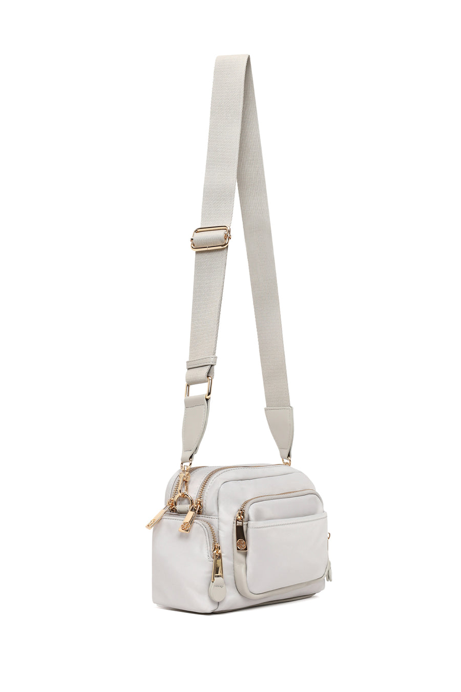 Woman Gray Fabric Mini Crossbody Bag