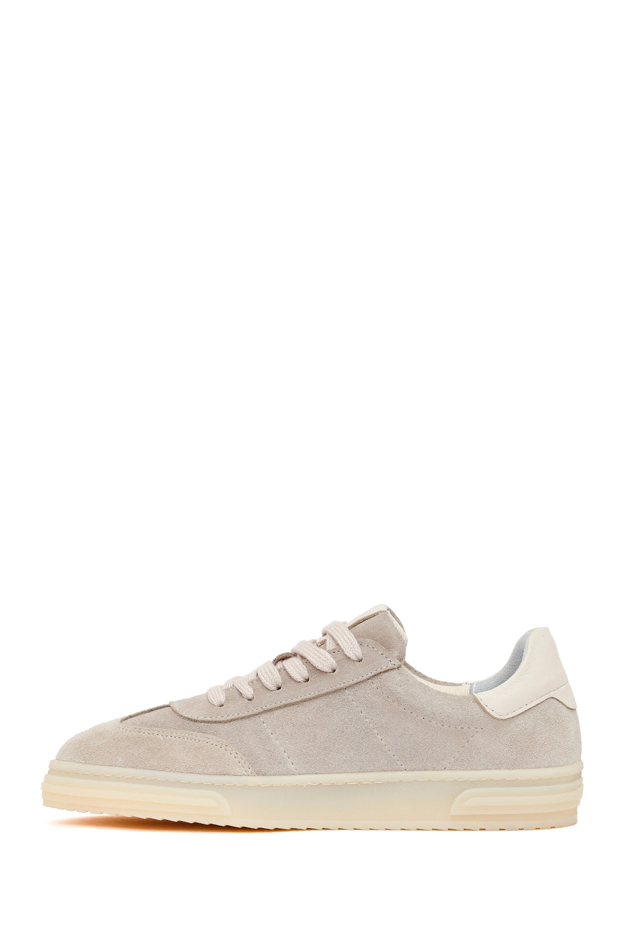 Kadın Bej Bağcıklı Süet Deri Sneaker