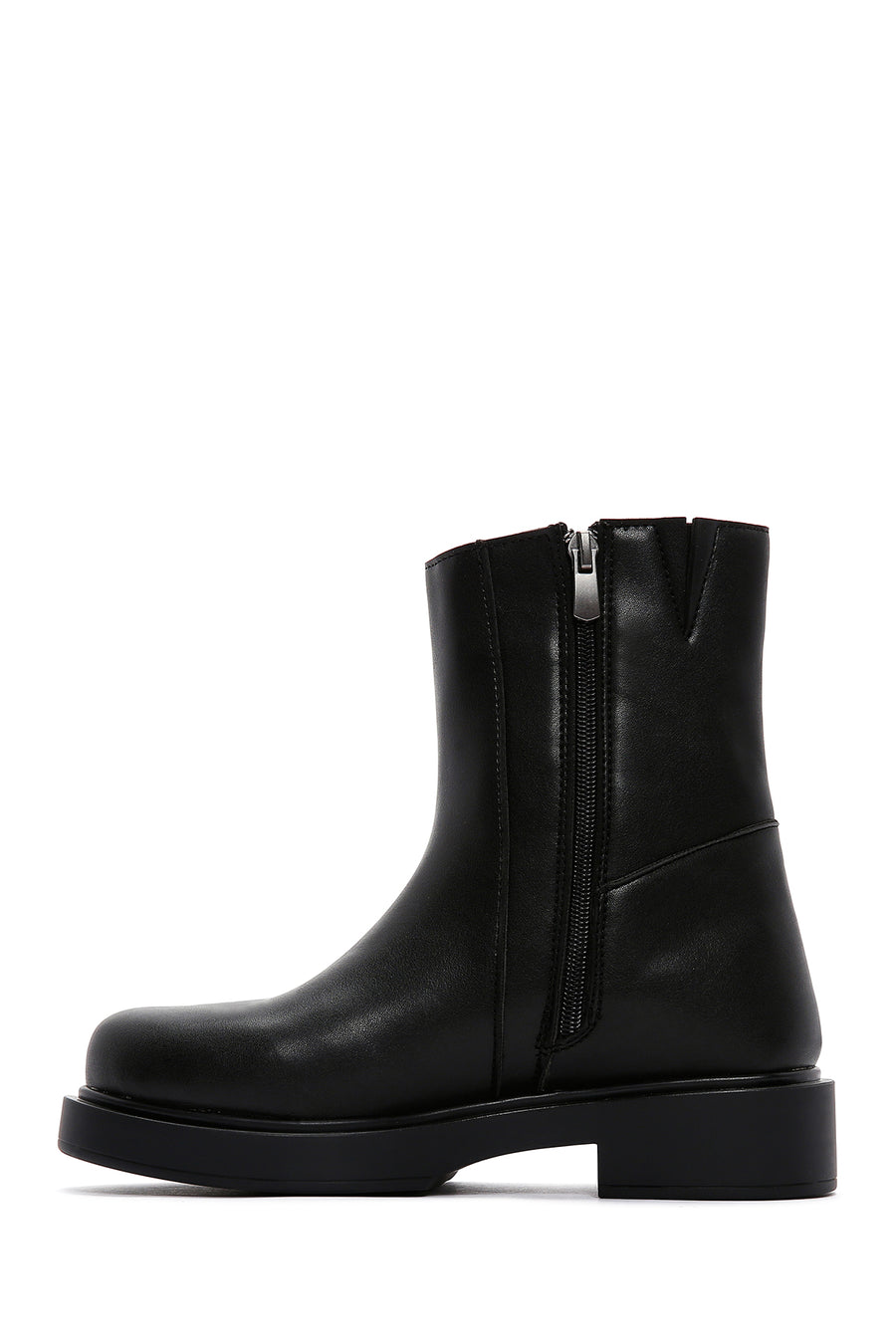 Women's Black Zippered Casual Boots