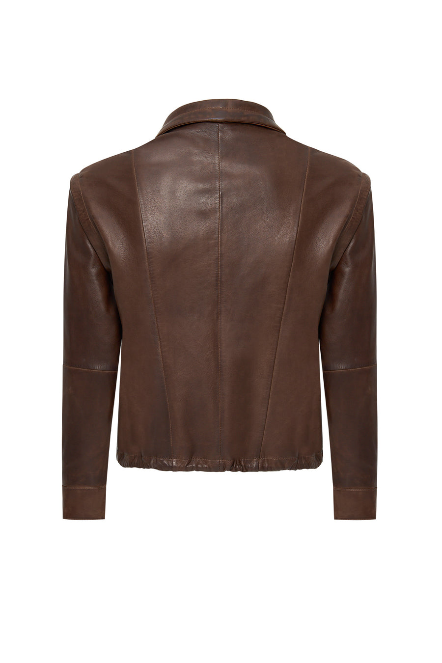 Edwina Women's Brown Leather Jacket with Removable Sleeves