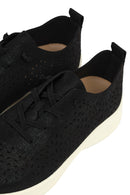 Kadın Siyah Bağcıklı Kalın Tabanlı Desenli Kumaş Comfort Sneaker | Derimod