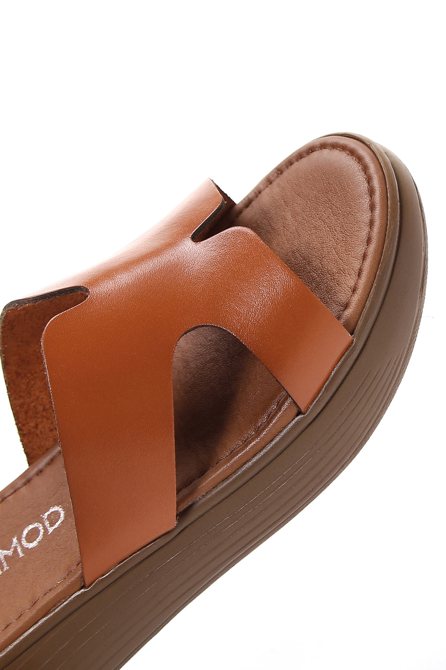 Women's Orange Thick Soled Leather Slippers