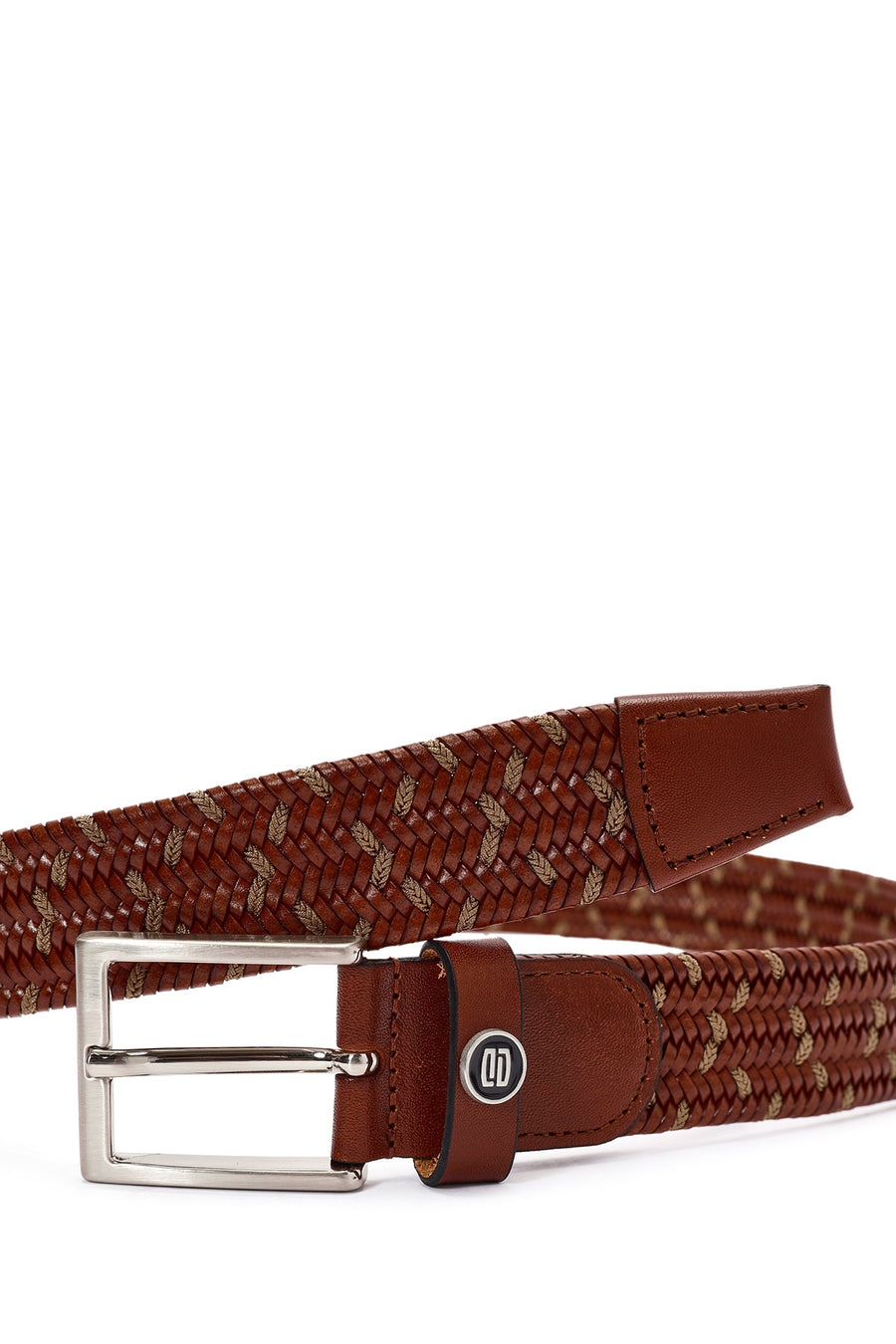 Men's Brown Braided Leather Belt