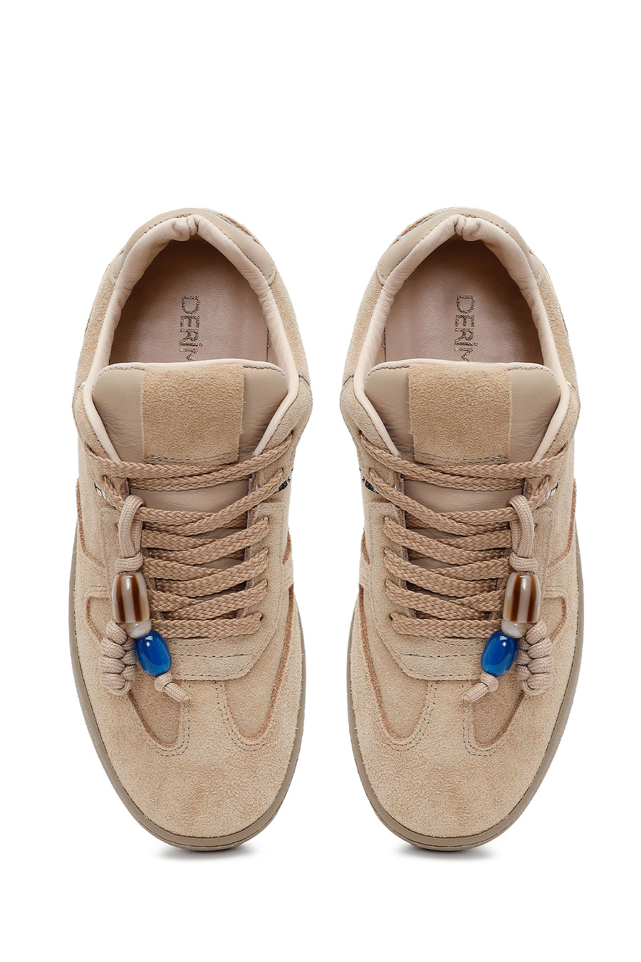 Kadın Bej Bağcıklı Süet Deri Sneaker