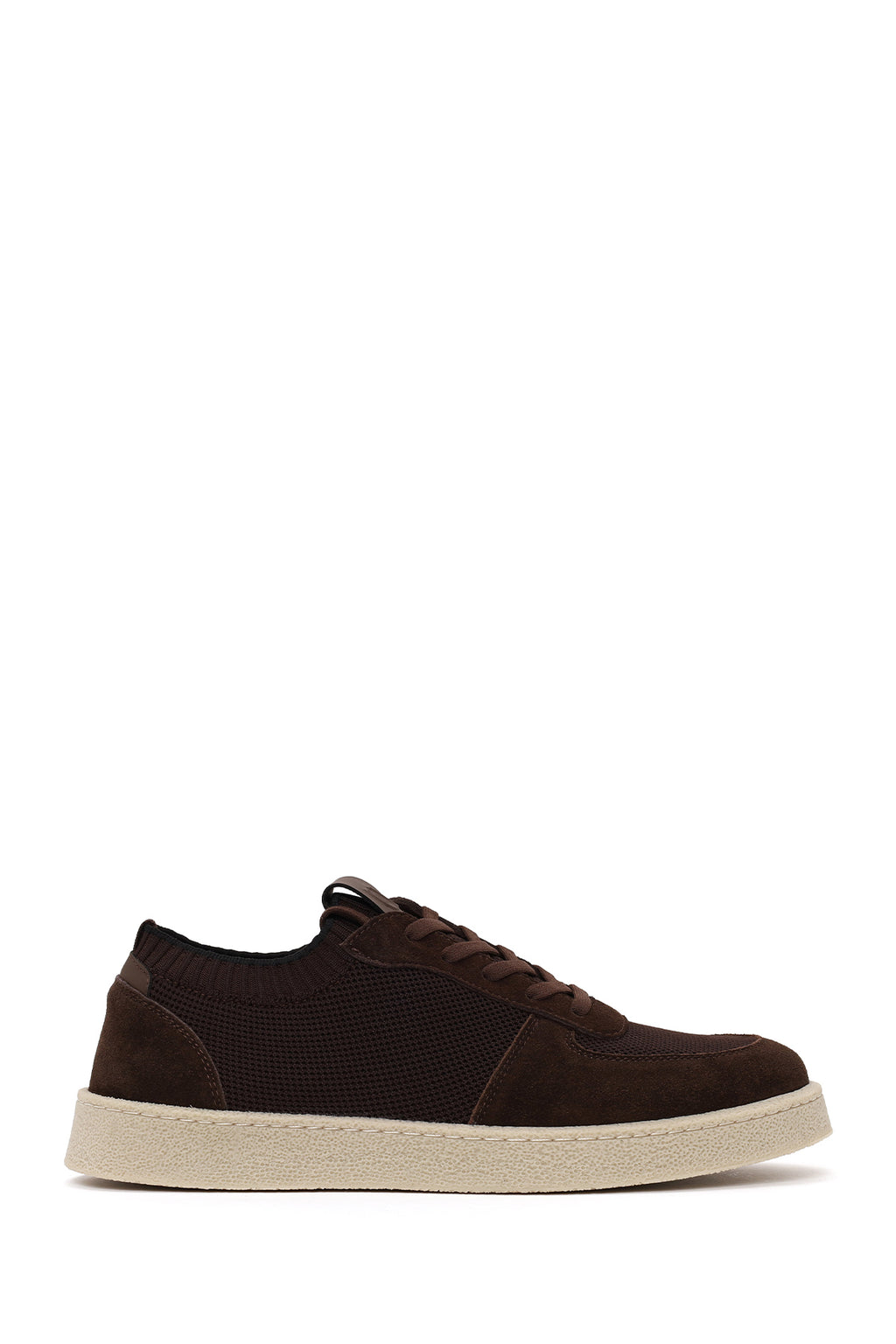 Erkek Kahverengi Bağcıklı Süet Deri Sneaker