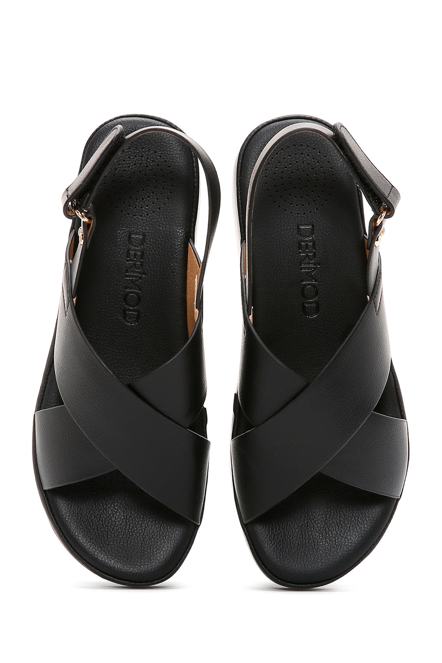 Women's Black Thick Sole Comfort Sandals