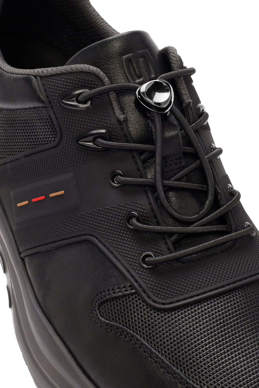 Erkek Siyah Bağcıklı Deri Sneaker