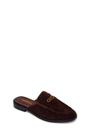 Woman Brown Suede Slipper | Derimod