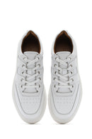 Erkek Beyaz Bağcıklı Deri Sneaker | Derimod