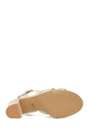 Woman Cream Ankle-Buckle Chunky-Heel Sandals | Derimod