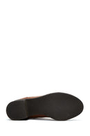 Women's Brown Zippered Thick Heeled Leather Casual Boots | Derimod