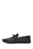 Men's Black Crocodile Patterned Leather Casual Loafer | Derimod