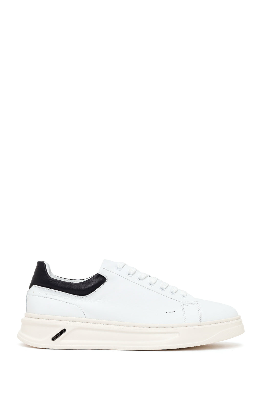 Erkek Beyaz Bağcıklı Deri Sneaker