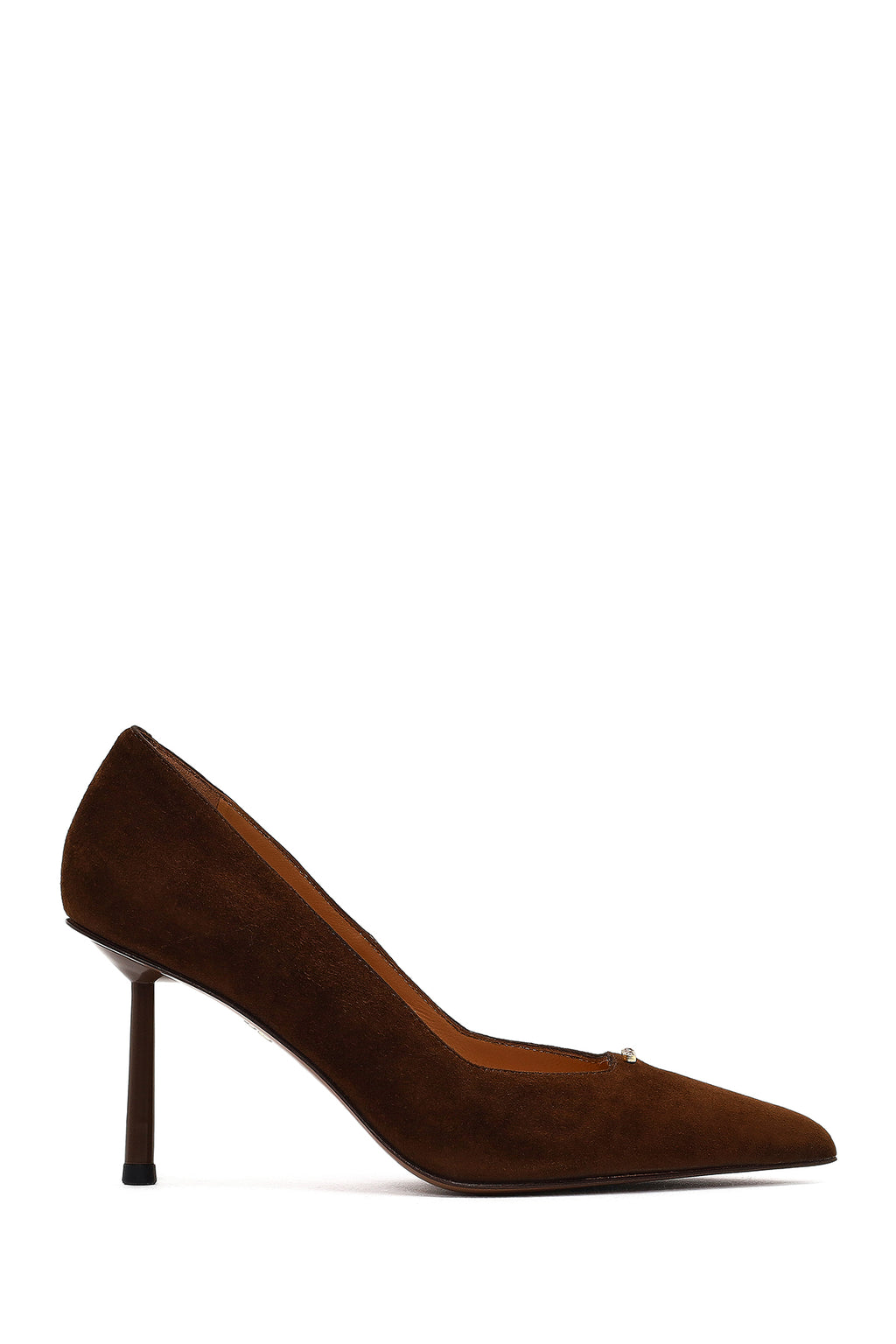 Kadın Kahverengi İnce Topuklu Süet Deri Stiletto
