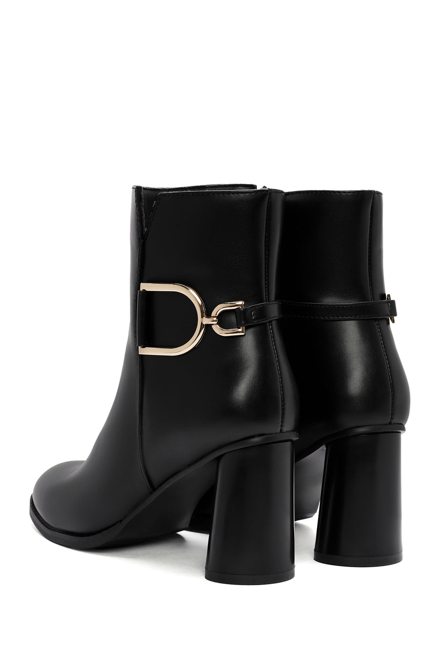 Women's Black Accessory Detailed Zippered Thick Heeled Boots